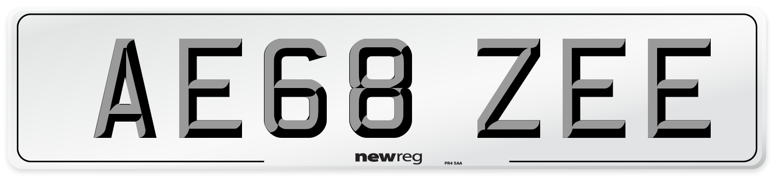 AE68 ZEE Number Plate from New Reg